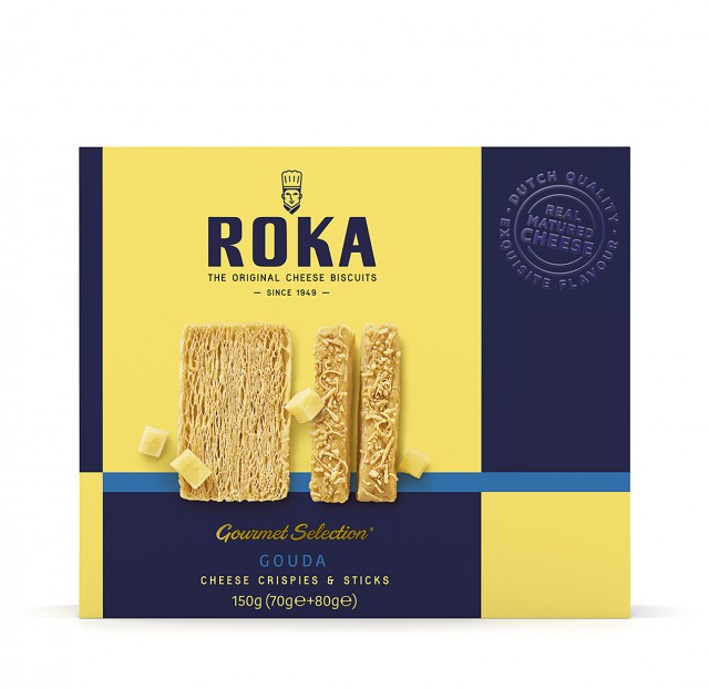 ROKA Gourmet Selection Cheese Crispies Gouda Cheese and Cheese Sticks Gouda Cheese 150g